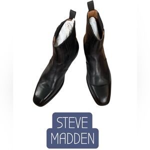 STEVE MADDEN | Men’s Huston Chelsea Black Leather Boots Size 12